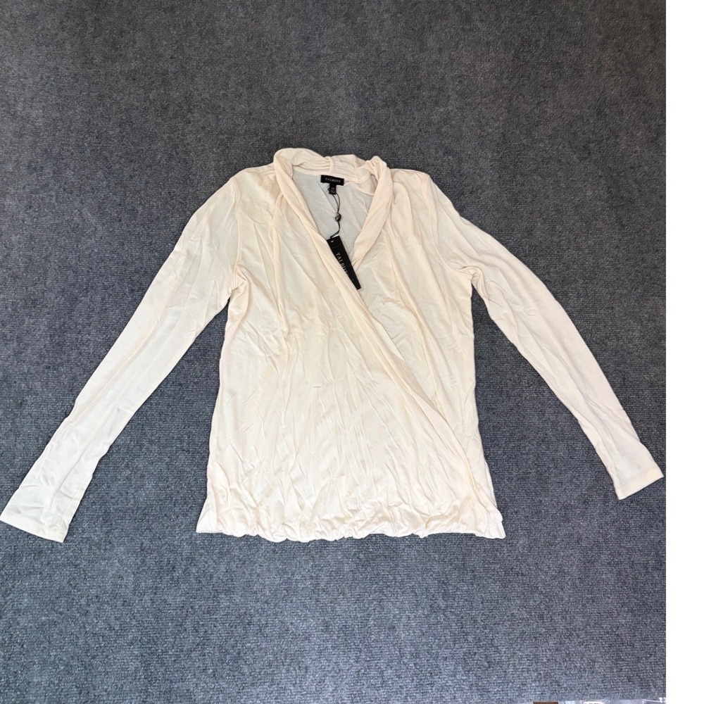 Talbots Womens Cream Ivory Long Sleeve Surplice Wrap‎ Blouson Top Size XS NWT